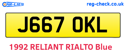 J667OKL are the vehicle registration plates.