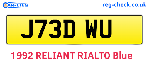 J73DWU are the vehicle registration plates.