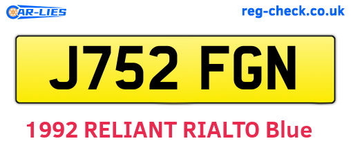 J752FGN are the vehicle registration plates.