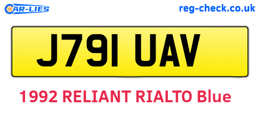 J791UAV are the vehicle registration plates.