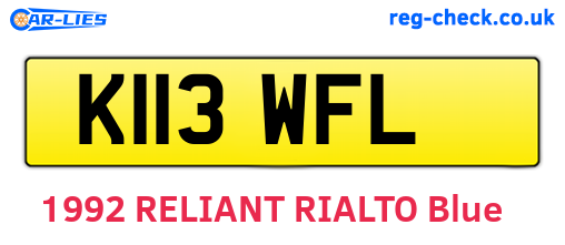 K113WFL are the vehicle registration plates.