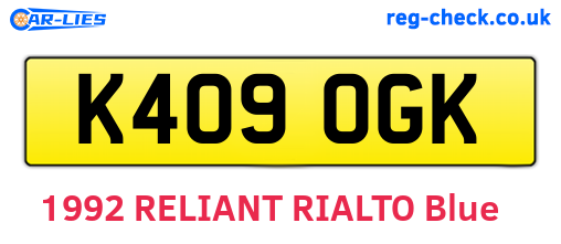 K409OGK are the vehicle registration plates.