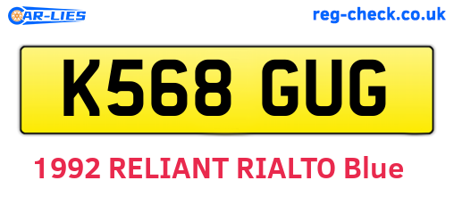 K568GUG are the vehicle registration plates.