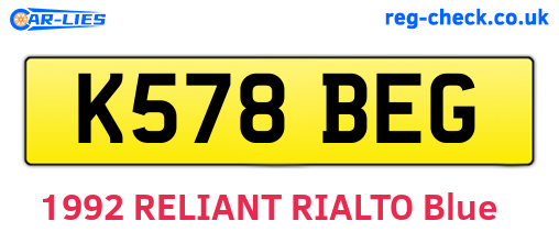 K578BEG are the vehicle registration plates.