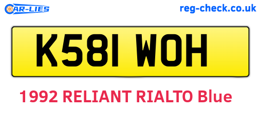 K581WOH are the vehicle registration plates.