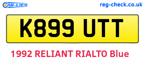 K899UTT are the vehicle registration plates.