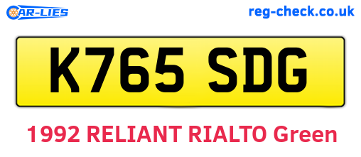 K765SDG are the vehicle registration plates.