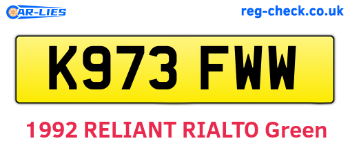 K973FWW are the vehicle registration plates.