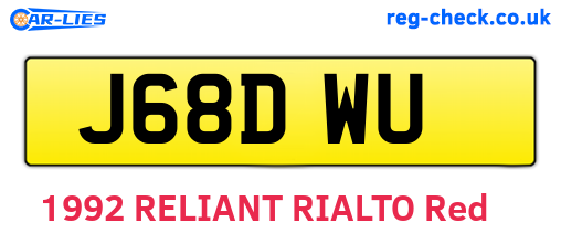 J68DWU are the vehicle registration plates.