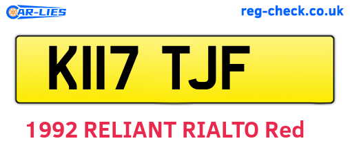K117TJF are the vehicle registration plates.
