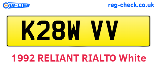 K28WVV are the vehicle registration plates.