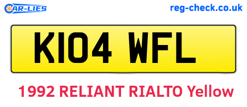 K104WFL are the vehicle registration plates.