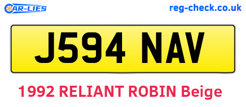 J594NAV are the vehicle registration plates.