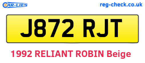 J872RJT are the vehicle registration plates.