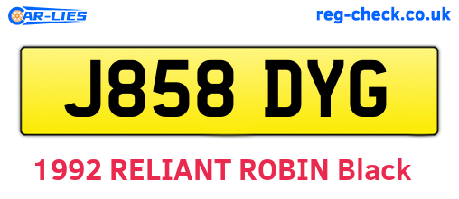 J858DYG are the vehicle registration plates.