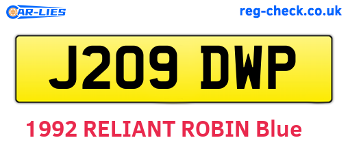 J209DWP are the vehicle registration plates.