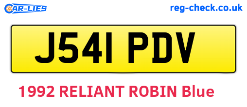 J541PDV are the vehicle registration plates.