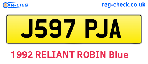 J597PJA are the vehicle registration plates.