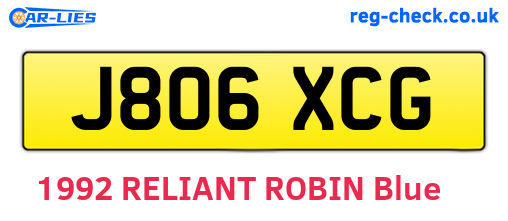 J806XCG are the vehicle registration plates.
