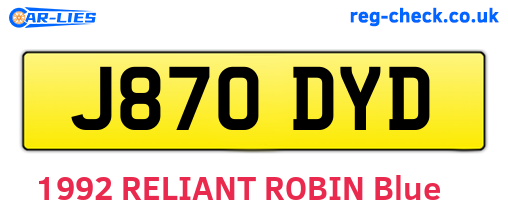 J870DYD are the vehicle registration plates.
