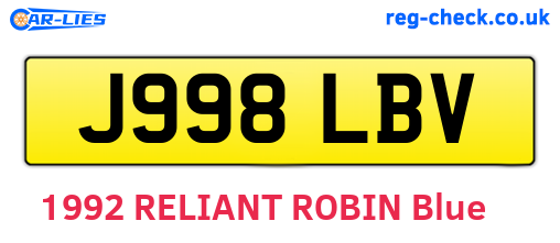 J998LBV are the vehicle registration plates.
