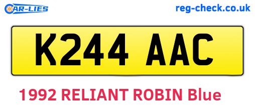 K244AAC are the vehicle registration plates.