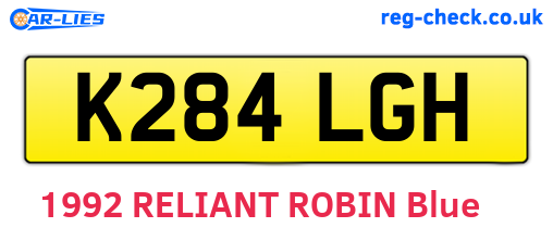 K284LGH are the vehicle registration plates.