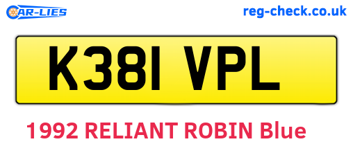 K381VPL are the vehicle registration plates.