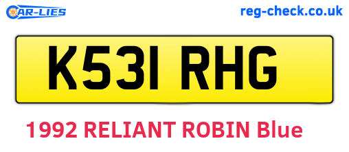 K531RHG are the vehicle registration plates.