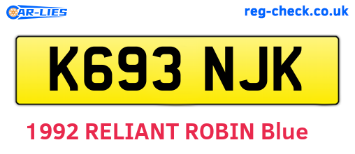 K693NJK are the vehicle registration plates.