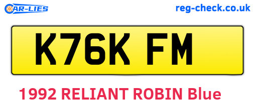 K76KFM are the vehicle registration plates.