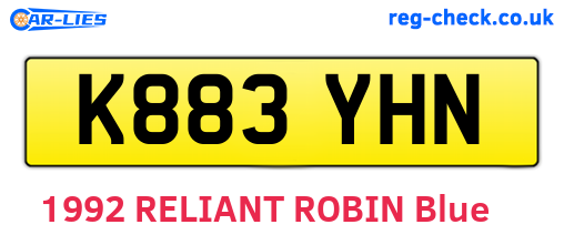 K883YHN are the vehicle registration plates.