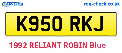 K950RKJ are the vehicle registration plates.