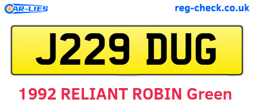 J229DUG are the vehicle registration plates.