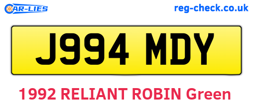 J994MDY are the vehicle registration plates.