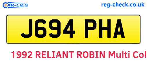 J694PHA are the vehicle registration plates.