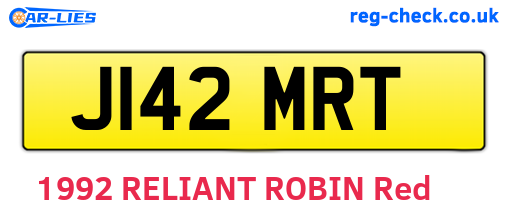 J142MRT are the vehicle registration plates.