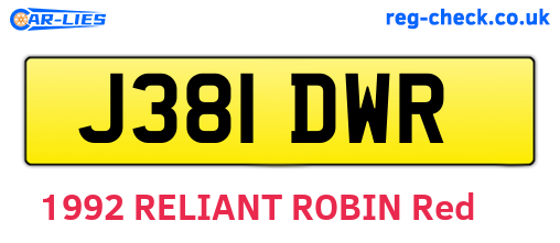 J381DWR are the vehicle registration plates.