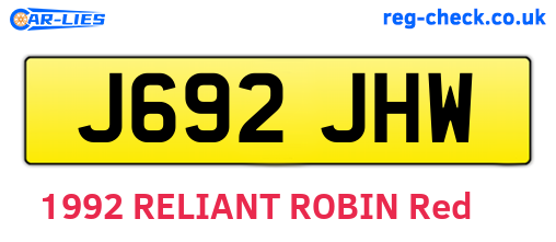 J692JHW are the vehicle registration plates.