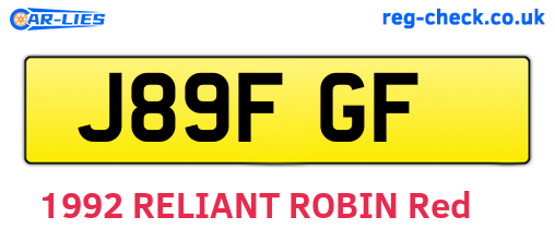 J89FGF are the vehicle registration plates.