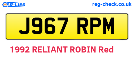 J967RPM are the vehicle registration plates.