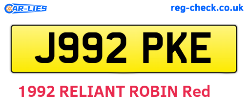 J992PKE are the vehicle registration plates.