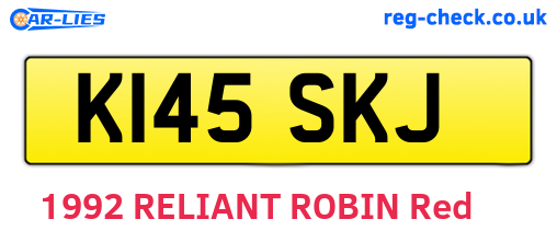 K145SKJ are the vehicle registration plates.