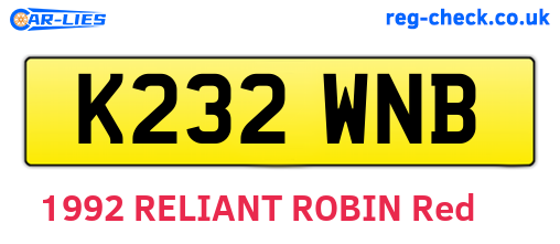 K232WNB are the vehicle registration plates.