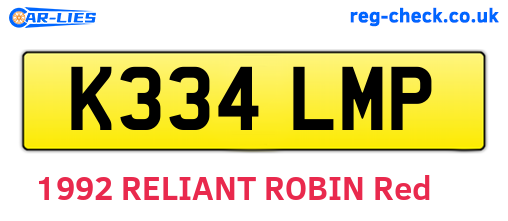 K334LMP are the vehicle registration plates.