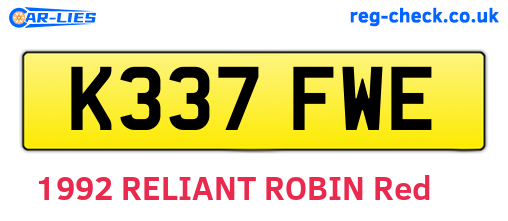 K337FWE are the vehicle registration plates.