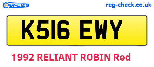 K516EWY are the vehicle registration plates.