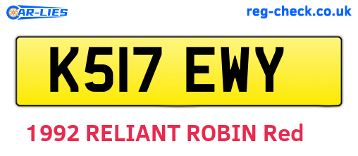 K517EWY are the vehicle registration plates.