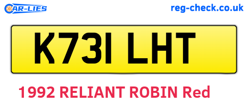 K731LHT are the vehicle registration plates.