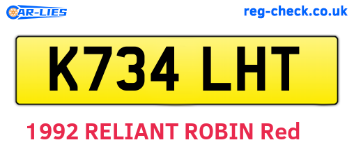 K734LHT are the vehicle registration plates.